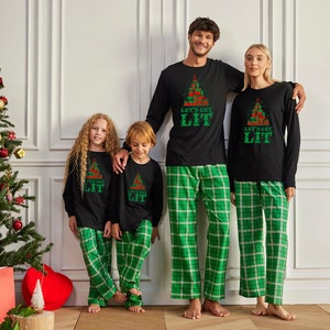 Christmas Outfit Family Set Let's Get Lit Red Green Xmas Gifts Family Matching Outfit