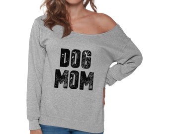 Pug Mom Off the Shoulder Shirt for Women Off the Shoulder Oversized Sweatshirt Dog Lover Gifts For Mom Mothers Day Pug Mom Gift For Her