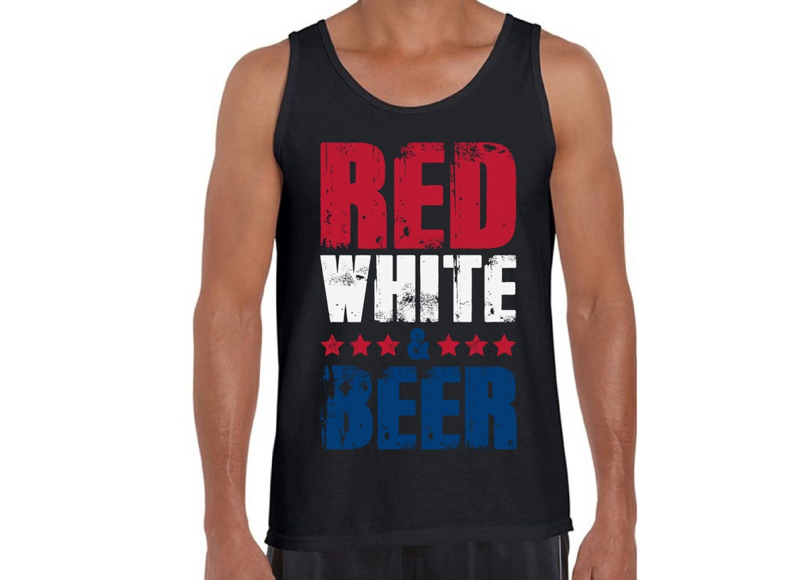 Red White & Beer Tank Top Beer Tank for Independence Day Funny Etsy