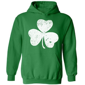 Clover Leaf Hooded Sweatshirt Shamrock Hoodie Sweater for Men and Women Lucky Outfits St. Patrick's Day Gifts for Him and Her Irish Party image 1