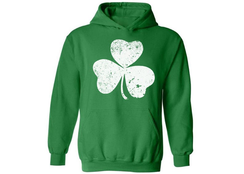 Clover Leaf Hooded Sweatshirt Shamrock Hoodie Sweater for Men and Women Lucky Outfits St. Patrick's Day Gifts for Him and Her Irish Party image 1