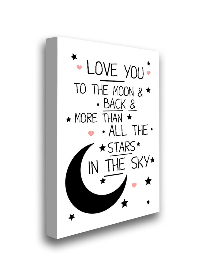 Love You To The Moon and Back Poster. Mother Quotes Newborn Baby Room Art Quotes Prints Wall Art All The Stars In The Sky Canvas