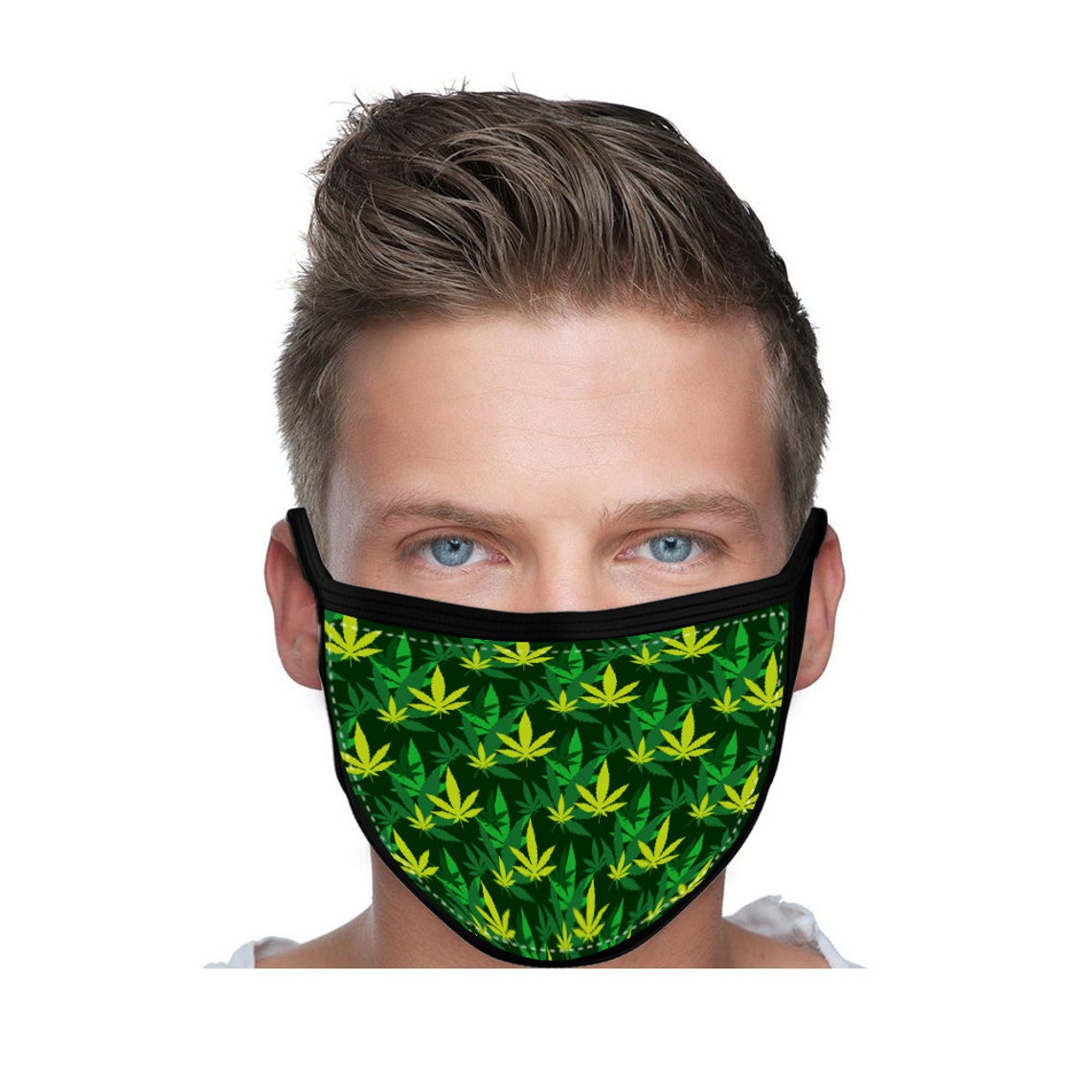 Weed Mask 4 Layered Cotton Cannabis Face Mask Washable Etsy