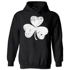 Clover Leaf Hooded Sweatshirt Shamrock Hoodie Sweater for Men and Women Lucky Outfits St. Patrick's Day Gifts for Him and Her Irish Party image 2