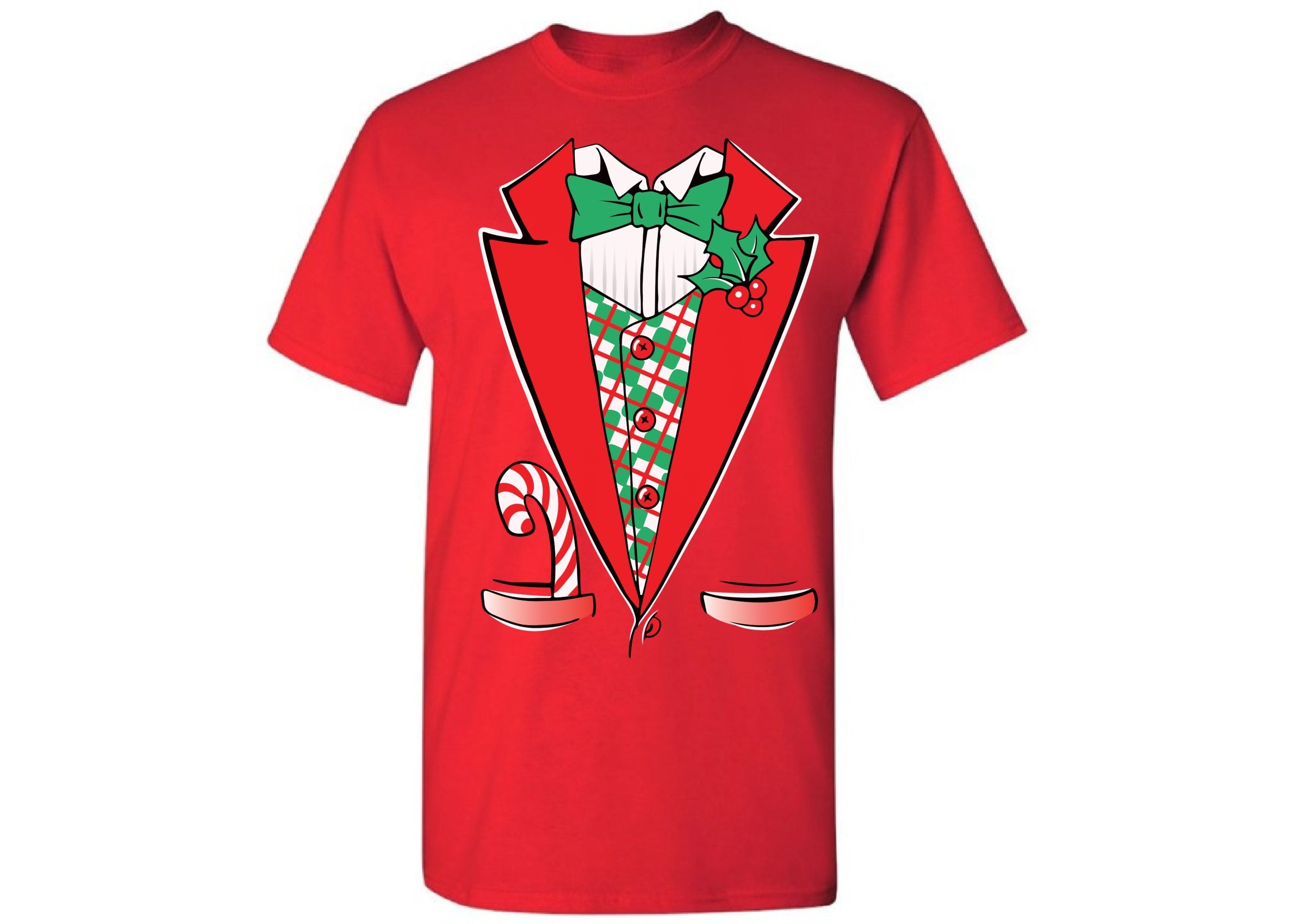 Christmas Tuxedo Shirt Ugly Christmas T-shirt Christmas Tshirts For Men Ugly Christmas Shirt Holiday Top Mens Holiday Tee Gift For Him Plus Size Up To 5xl