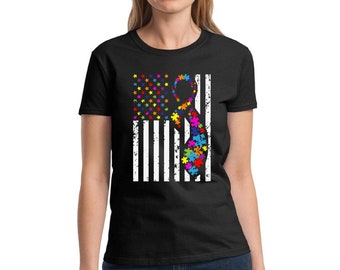 T-shirt Patriotique Américain - Drapeau USA Avec Fleur De Tournesol Et Étoiles - Coupe Régulière