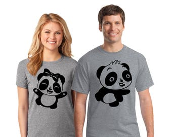 Panda Couple Shirts Cute Panda Shirts for Valentine's Day Couples Matching Shirt Panda Lover Tshirts for Couples Valentines Couple Shirts