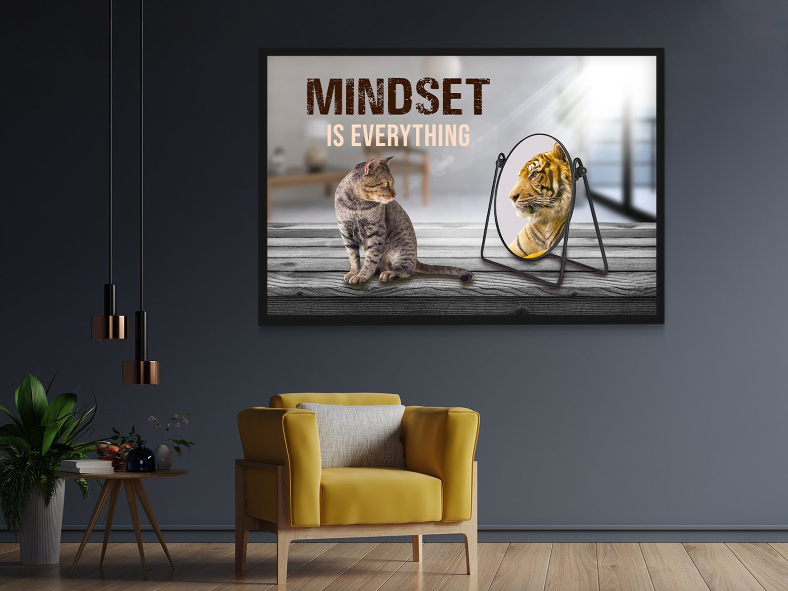 Mindset Is Everything Quote Poster Cat and Tiger Design Etsy