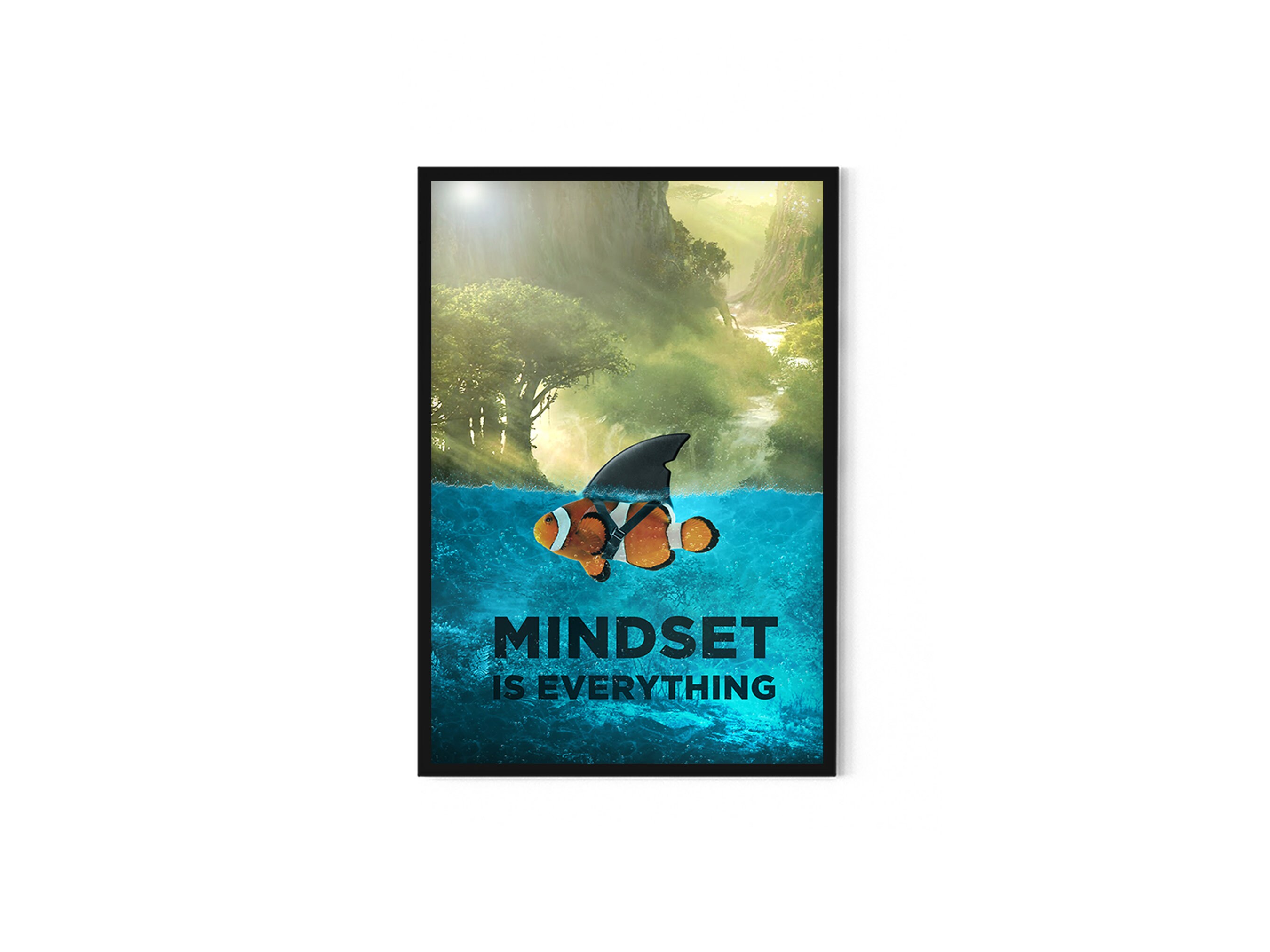 Mindset Is Everything Poster Print Shark Clownfish Etsy