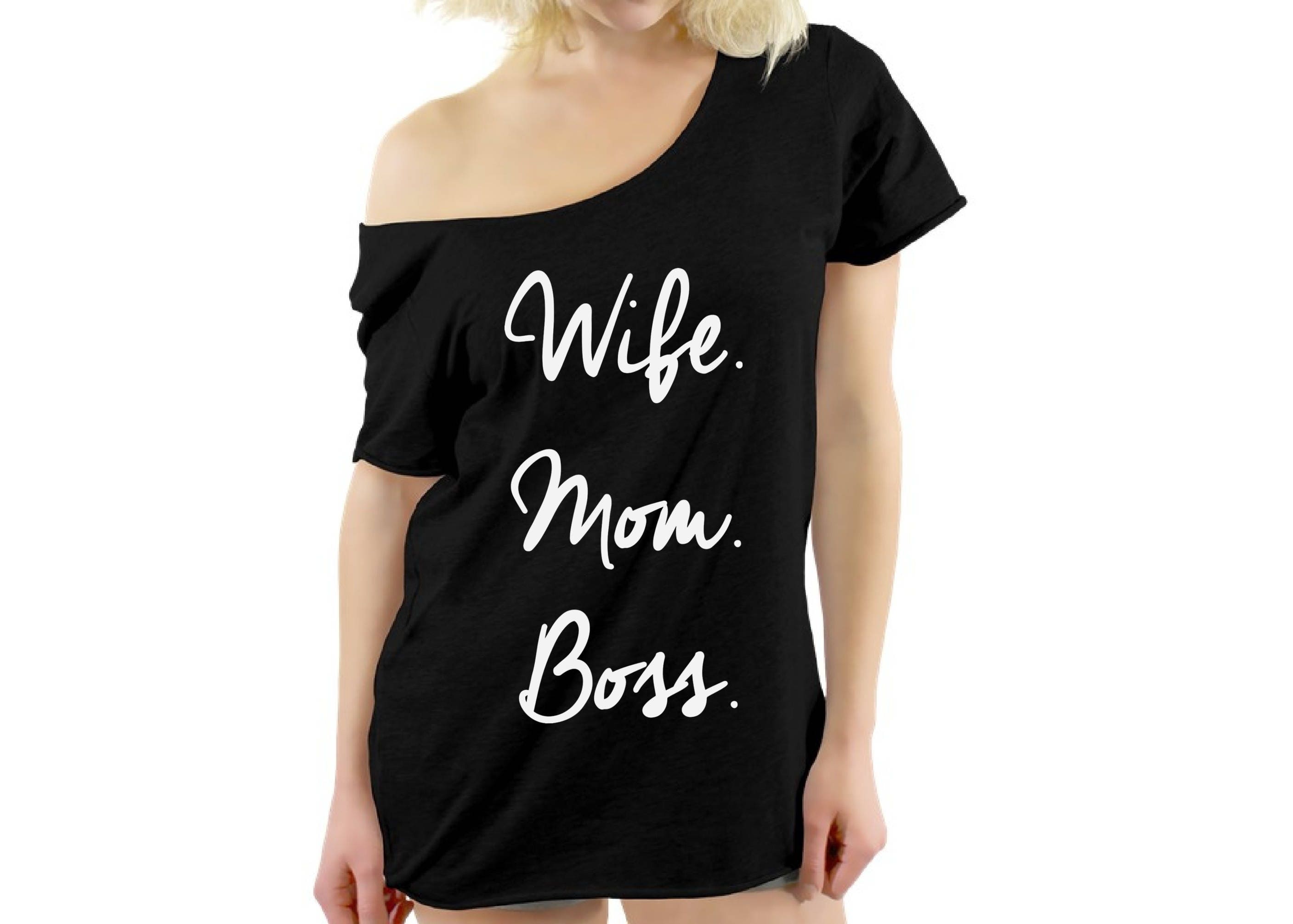 Women WIFE MOM BOSS Letter Print Short Sleeve T-Shirt Tops Blouse Tee Spring Autumn Clothes Sale Clothing Gifts for Women top squarex Women Top 