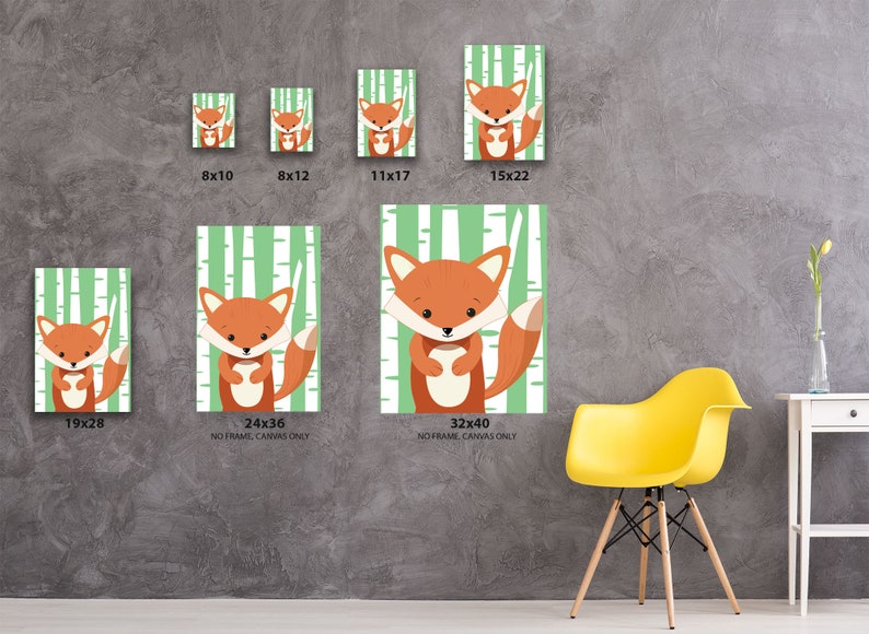 Fox Canvas Fox Wall Art Decor Kids Play Room Decor Cool Kids Room. Fox Picture Ready to Hang Fox Printed Canvas Girls Room Nifty Decor