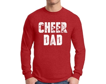 Cheer Dad Long Sleeve Shirt for Men Cheering Dad Jersey Shirt Funny Dad Shirts Father's Day Gifts for Him Cheerleader Dad Sports Dad Tshirt