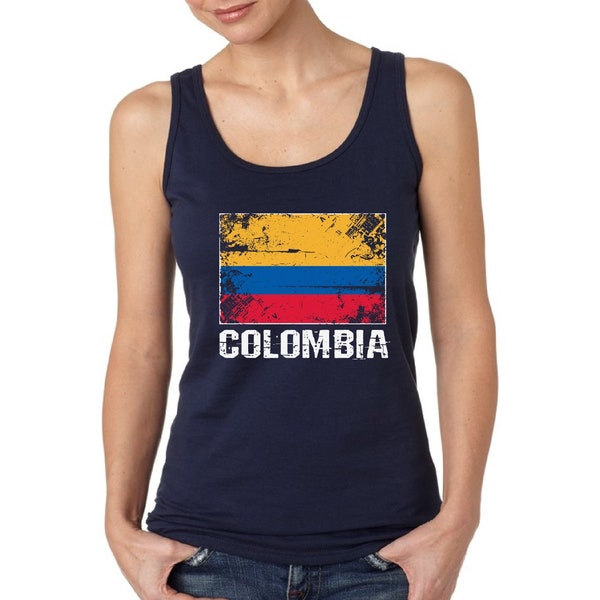Colombia Tank Top for Women Colombia Sleeveless Shirts Colombian Soccer Gifts for Her Colombia Flag Gifts from Colombia Colombia Soccer Tank