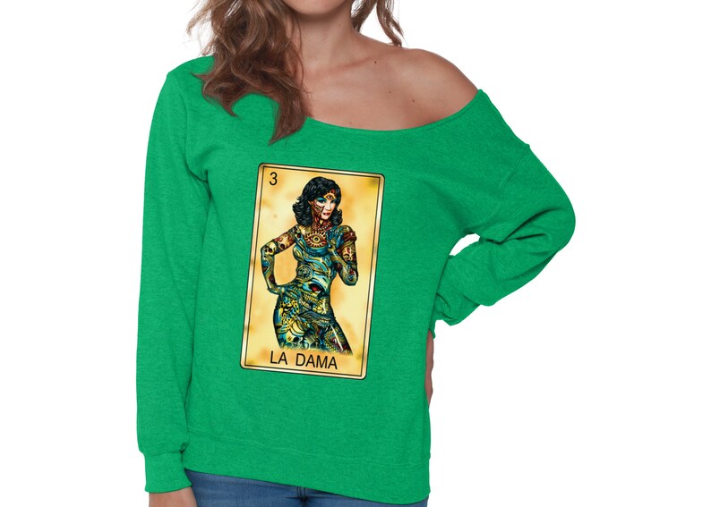 La Dama Off Shoulder Sweatshirt for Women Mexican Holiday Skull Oversized Sweater Day of the Dead Gifts for Her.