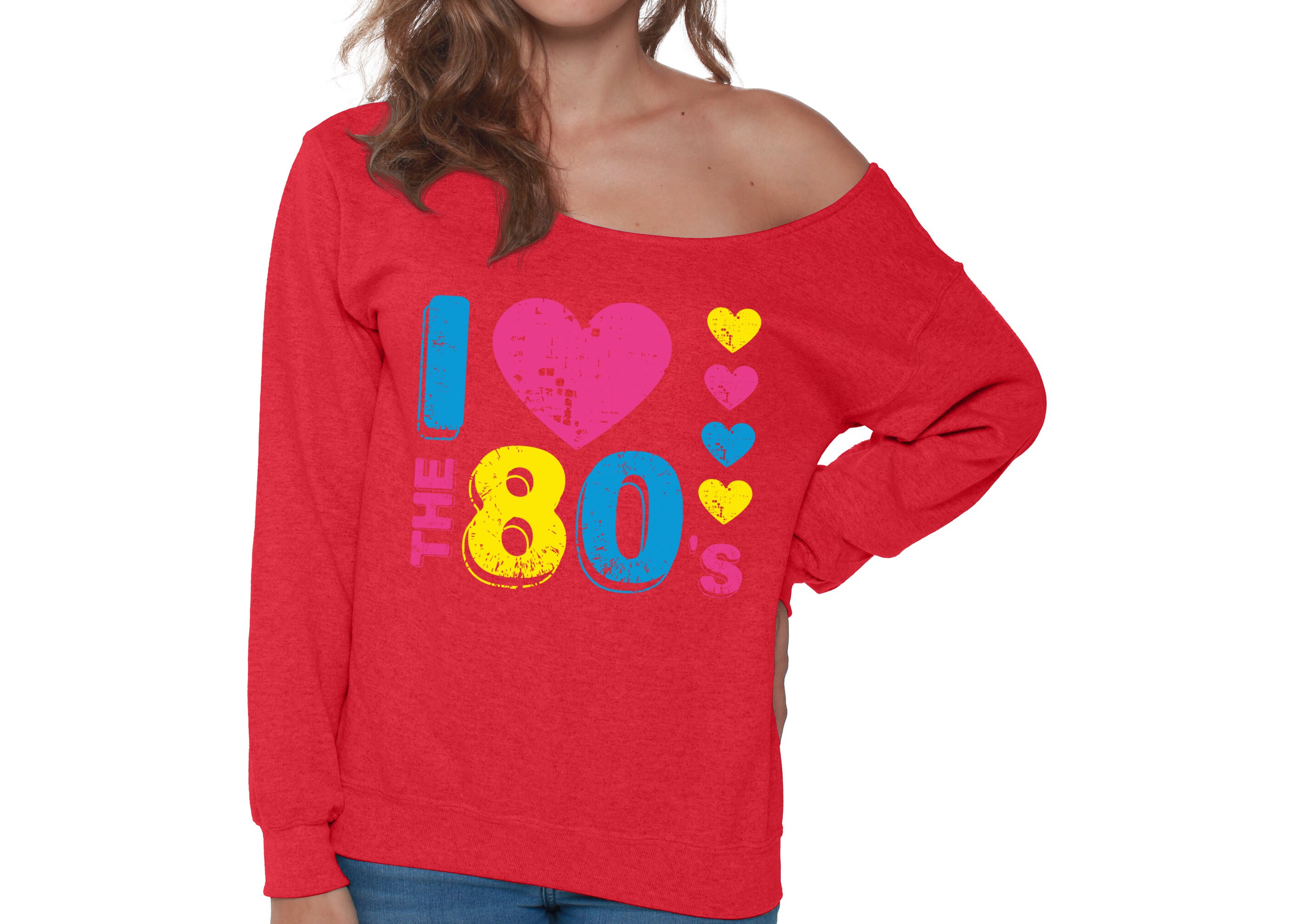 I Love the 80s off Shoulder Sweatshirt for Women off the Shoulder Baggy Sweatshirts for 80 s Fans Eighties Party Tees Retro Shirts Vintage Etsy UK