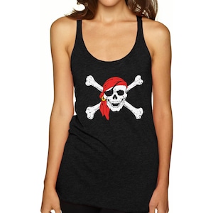 Jolly Rodger Skull Women's Racerback Tank Tops Jolly Rodger Tanks Tops Day of the Dead Jolly Rodger