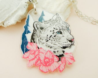 Snow Leopard jewelry, Snow Leopard necklace, Snow Leopard, animal jewelry, cool necklace, quirky gift, quirky jewelry, Snow Leopard art