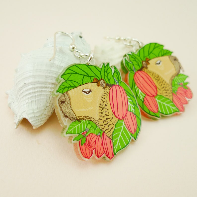 Capybara jewelry, guinea pig gift, capybara earrings, cute earrings, animal jewelry, capybara, guinea pig, quirky jewelry, quirky gift image 2