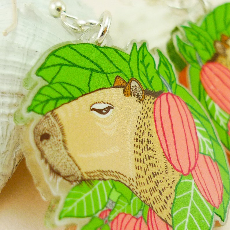 Capybara jewelry, guinea pig gift, capybara earrings, cute earrings, animal jewelry, capybara, guinea pig, quirky jewelry, quirky gift image 3