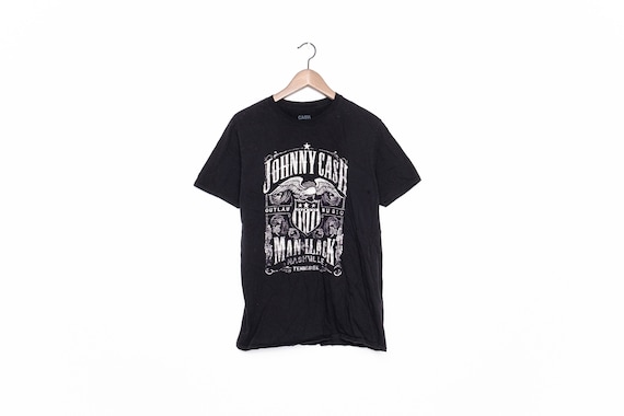 Johnny Cash black t shirt, portrait Cash graphic t