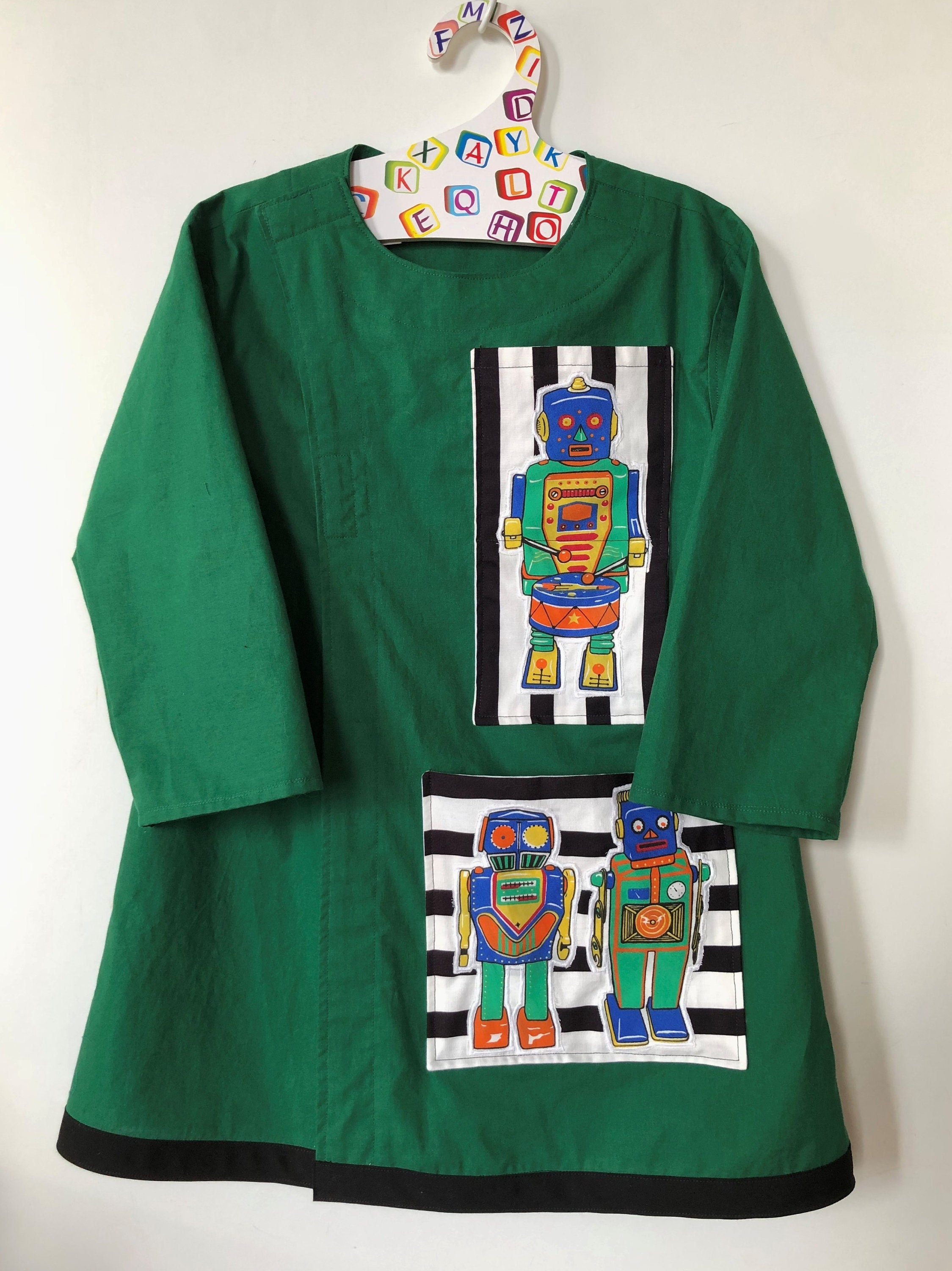 Forest Green Artist Smock With Vintage Robot Pockets - Etsy