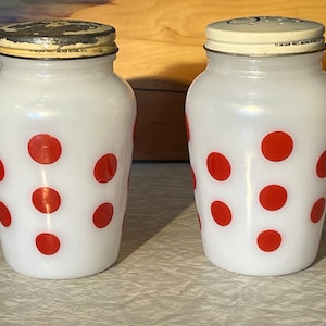 Fire King Red Dots Salt and Pepper - Etsy