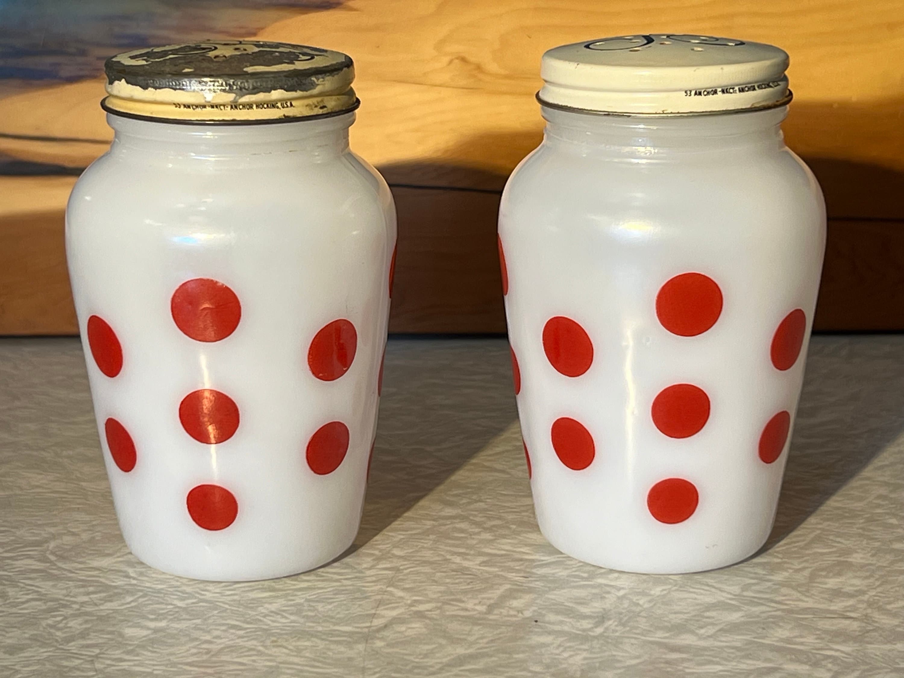Fire King Red Dots Salt and Pepper - Etsy