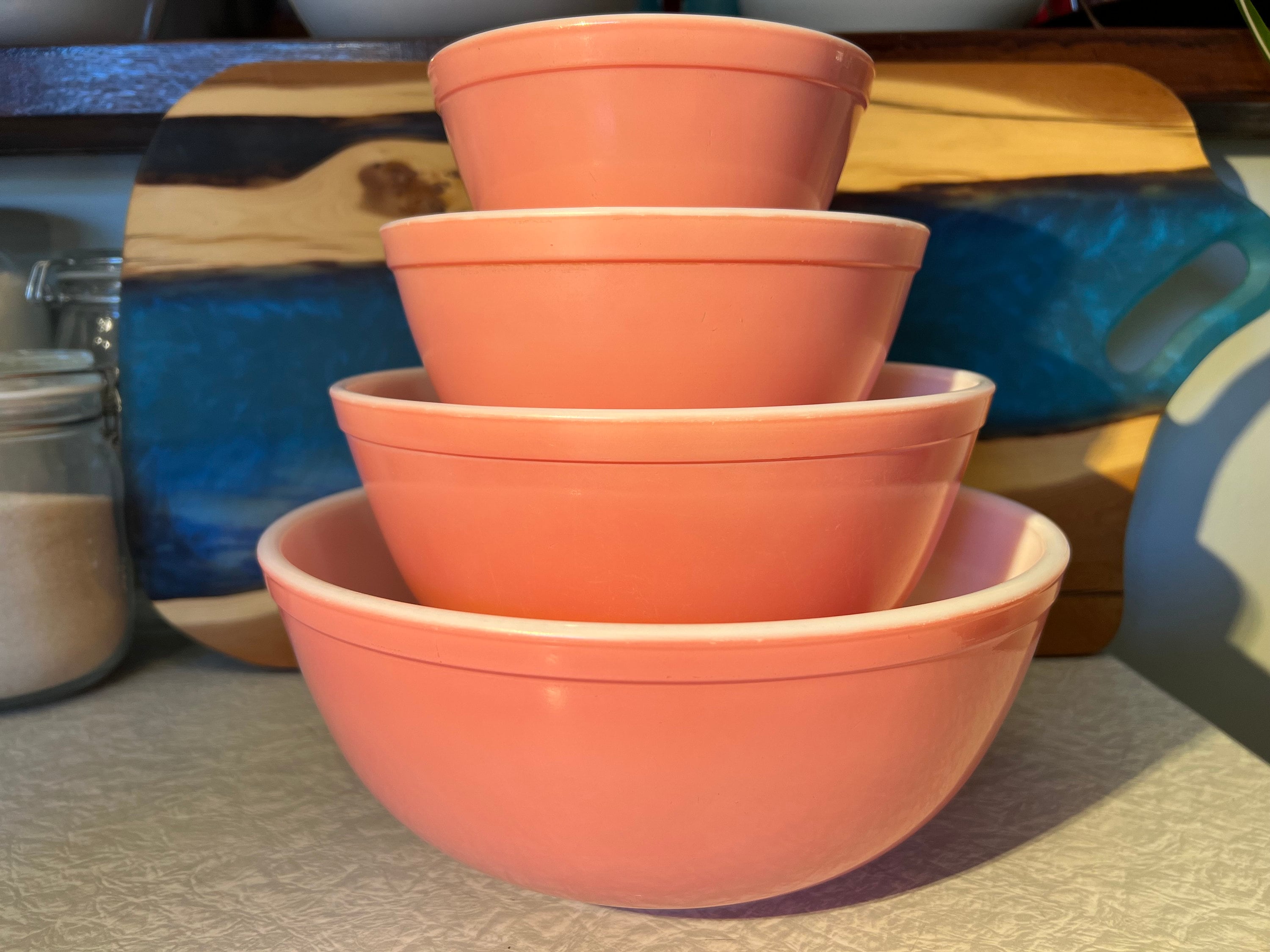Vintage 1950s Pink Pyrex Nesting Mixing Bowls Mid Mod MCM Farmhouse