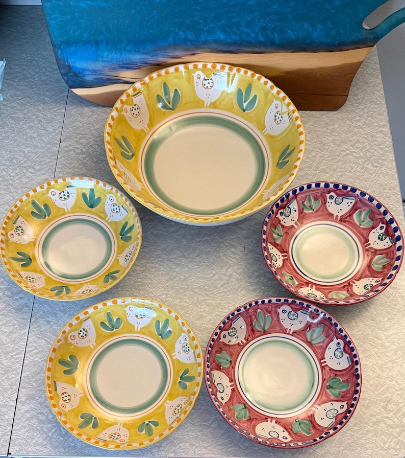 Solimene Vietri Ceramic Pasta Bowl Set of 5 image 2