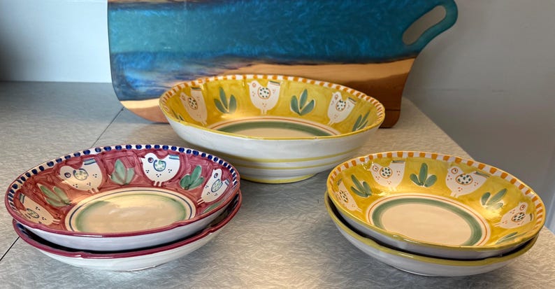 Solimene Vietri Ceramic Pasta Bowl Set of 5 image 4