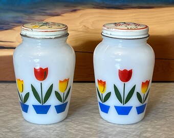 Fireking Tulip Salt and Pepper Shakers Lids - Etsy