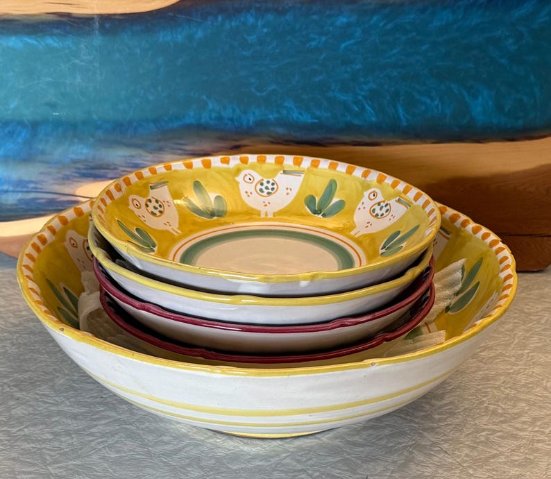 Solimene Vietri Ceramic Pasta Bowl Set of 5 image 3