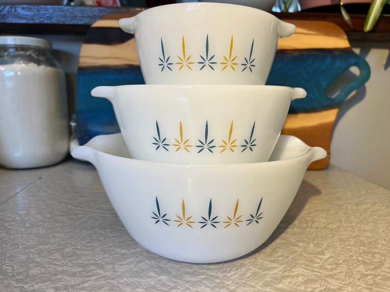 Vintage Fire King Candle Glow Mixing Bowl Set of 3 by Anchor Etsy