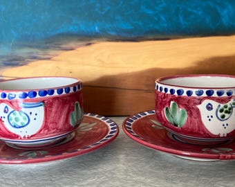 Vintage Italian Vietri Cassetta HP 9.5” Ceramic Plate Villager