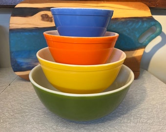 Pyrex Reverse Primary/Blu/Arancio/Giallo/Verde/Set completo di 4 ciotole per miscelazione/nidificazione