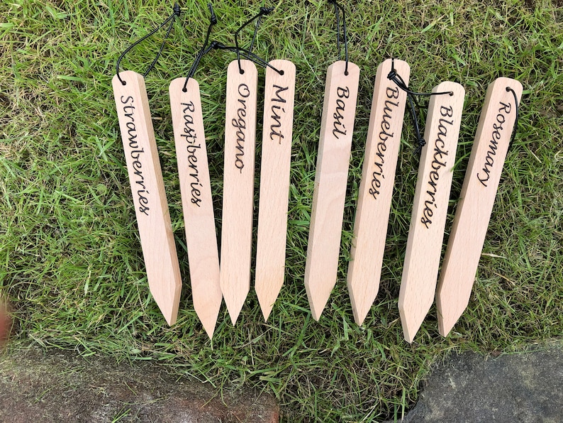 4 Wooden Planter Vegetable Markers Garden Markersplant Etsy UK
