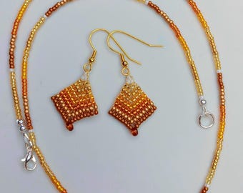 Yonder Beaded Jewelry Set: Handmade Amber Gold Elegant Statement
