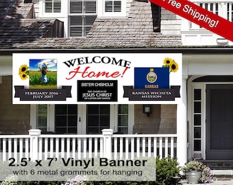 Outdoor/Indoor Missionary Welcome Home Banner for Sisters - Includes FREE Shipping!