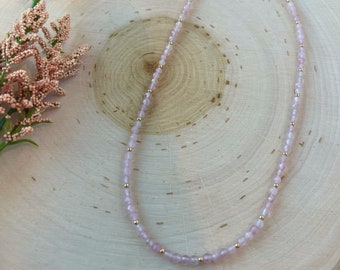 The Desert Rose Necklace // Rose Quartz // 14k Gold Filled // Choker Necklace // Jewelry // Beaded // Dainty Jewelry //