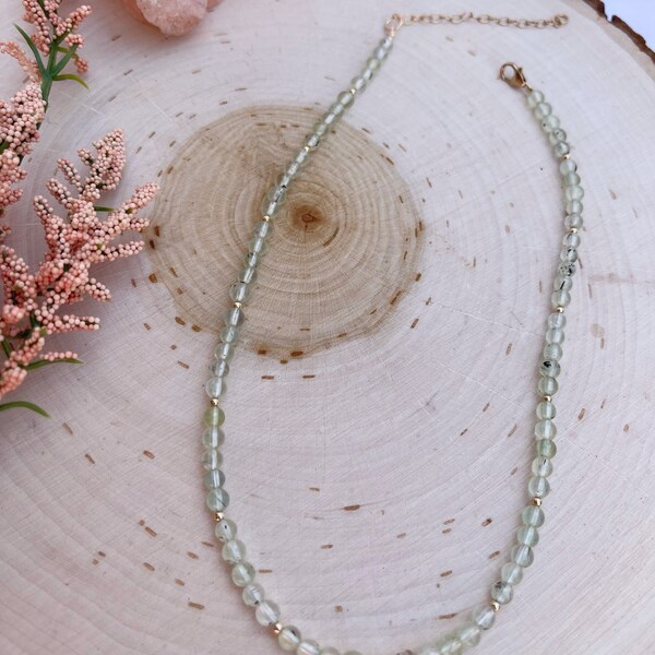The Morning Dew Necklace // Prehnite  // Gemstone // 14k Gold Filled // Choker Necklace // Jewelry