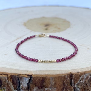 Garnet Bracelet // January Birthstone // Red Garnet // Gemstone Bracelet // 14k Gold Filled // Gifts // Jewelry // Dainty // Layering
