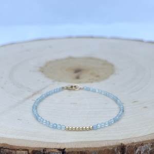 Aquamarine Bracelet // March Birthstone // Aquamarine // Gemstone Bracelet // 14k Gold Filled // Gifts // Jewelry // Dainty // Layering