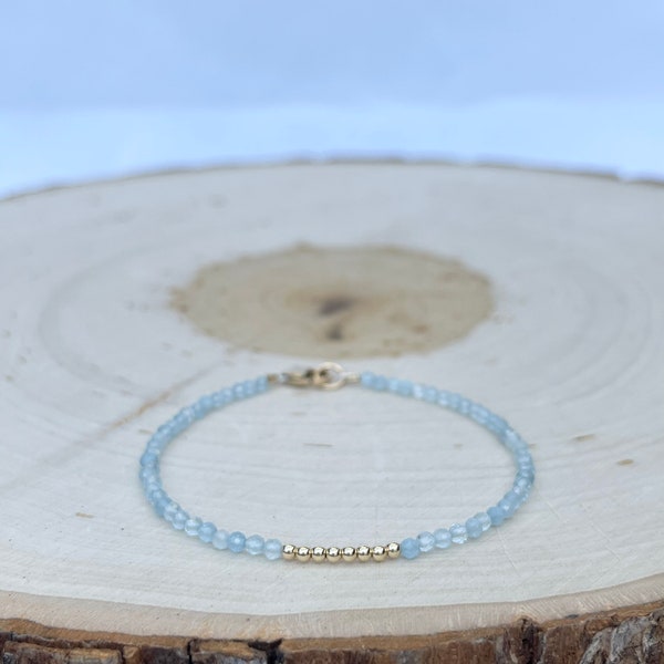 Aquamarine Bracelet // March Birthstone // Aquamarine // Gemstone Bracelet // 14k Gold Filled // Gifts // Jewelry // Dainty // Layering