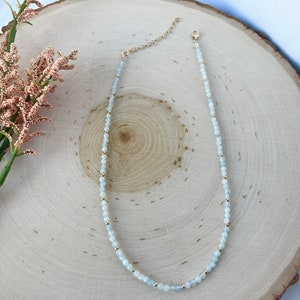 The Spring Skies Necklace // Aquamarine  // Gemstone // March Birthstone // 14k Gold Filled // Choker Necklace // Jewelry // Blue // Beaded