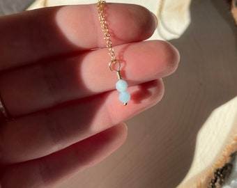 Aquamarine Dainty Gemstone Necklace // 14k Gold Filled Chain // Layering Necklace // Delicate