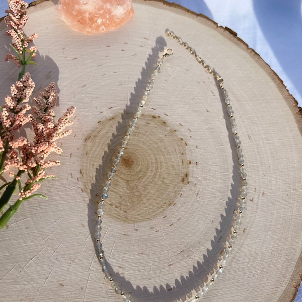 The Crystal Clear Necklace // Ocean Collection // Labradorite // Gemstone // 14k Gold Filled // Choker Necklace // Jewelry