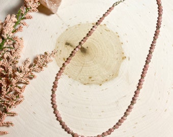 The Petal Pink Necklace // Rhodochrosite // Gemstone // 14k Gold Filled // Choker Necklace // Jewelry // Beaded // Pink Jewelry