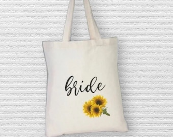 Personalized Sunflowers Wedding Tote Bag, Sunflower Gifts Tote, Bridesmaid Tote, Bachelorette Party Tote, Wedding Welcome Tote Bags