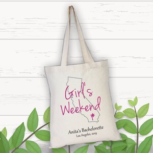 Los Angeles Bachelorette Party Tote, Wedding Gift Bag, Welcome Tote Bag, Los Angeles Bachelorette Gift, Wedding Favor, Girls Weekend Tote