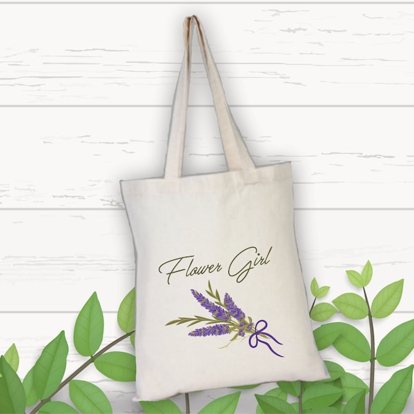 Lavender Wedding Tote, Flower Girl Tote, Bridal Gift, Cotton Tote Bag, Bridal Shower Gifts, Welcome Tote Bags, Lavender Bouquet, Purple gift